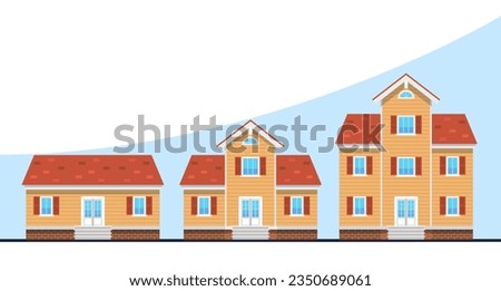 Concept of enlarging, expanding and improving property, buying bigger house. Real estate investment, mortgage loan for new apartment, construction business, vector cartoon flat illustration