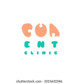 Concept ENT clinic. Medical sign. Badge isolated on white background. Template logo for ear, nose and throat treatment. 
