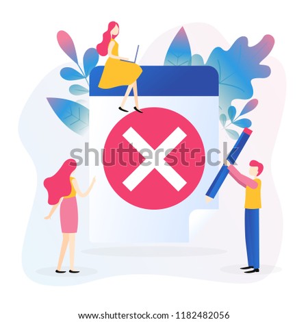Concept envelope with rejected letter, unsubscribe, College rejected admission or employment for web. Can be used for banner, presentation, social media, documents, cards, posters. Vector illustration