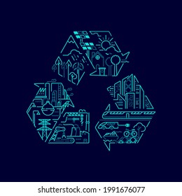 concept of environment conservation or ecology system, graphic of recycle symbol with sustainable meaning inside