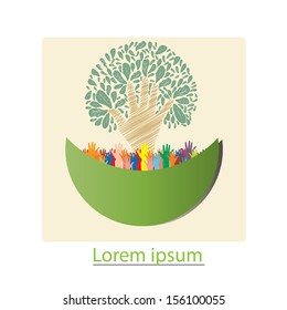 Concept of environment protection - hands and eco