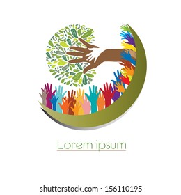 Concept of environment protection - hands and eco