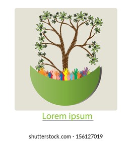 Concept of environment protection - hands and eco