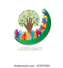 Concept of environment protection - hands and eco