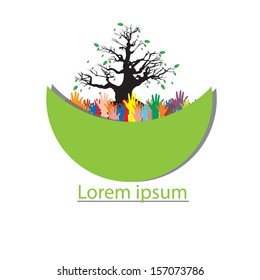 Concept of environment protection - hands and eco