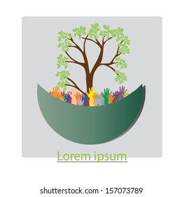 Concept of environment protection - hands and eco