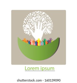 Concept of environment protection - hands and eco