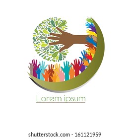 Concept of environment protection - hands and eco