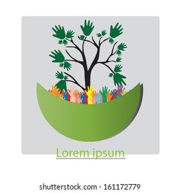 Concept of environment protection - hands and eco