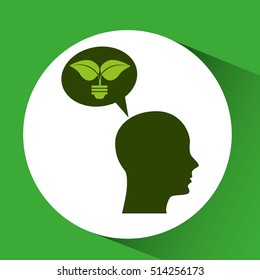 concept environment silhouette head bulb plant vector illustration eps 10