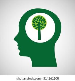 concept environment tree silhouette head vector illustration eps 10