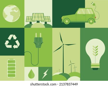 El concepto de "amigabilidad ambiental" Electricidad respetuosa con el medio ambiente. Aire limpio de nuestro planeta. El concepto del Día de la Tierra.