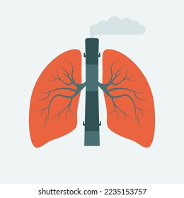 Das Konzept der Umweltverschmutzung mit Rauch aus Fabriken und Industrien. Gesundheitsschädigung.