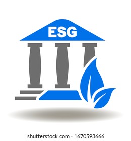 Concept Of Environmental, Social And Governance In Sustainable And Ethical Business Logo. Building ESG Governmental Leaf Icon Vector.