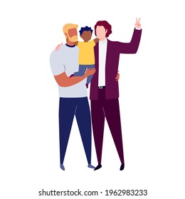 The Concept of Equality and Protection Against Discrimination of Transgender People. Homosexual Family With a Child. Union of Gay Romantic Partners.