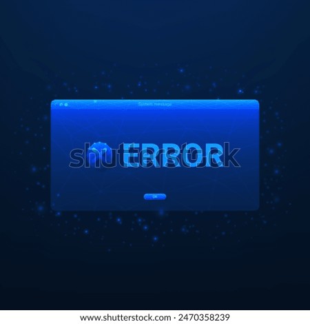 Concept of Error Warning Popup Message. User interface with polygonal window with system error. UI warning message notification. Vector Illustration.