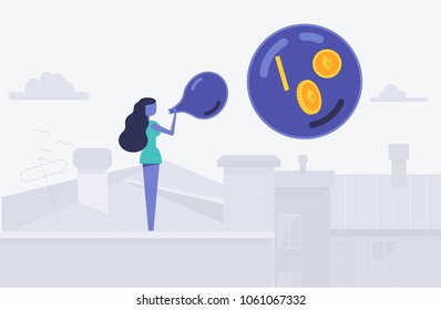 Concept of etherium bubble balloon with etherium symbol as vector illustration flat style