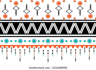 El concepto de telas étnicas de cada tribu se utiliza para destruir prendas de vestir, fondo, alfombras, papel pintado, ropa, envoltura, batik, tela, ilustración vectorial. estilo bordado.