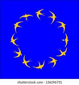 concept of the EU flag made of many Swallows