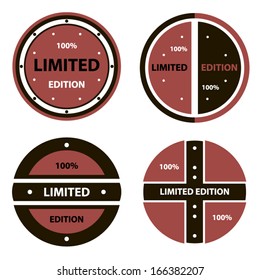 Concept exclusive red and black limited edition 100% badges illustration set