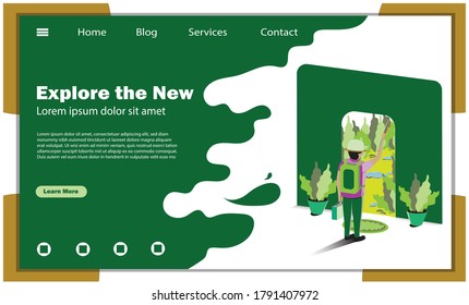 Concept of exploring something new. Web page design template for marketing, finance and business. Monochrome isometric modern flat vector illustration.Landing page design.Easily editable. 