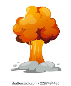 Concept Explosion fire smoke. This is a flat vector concept cartoon design featuring a trace explosion wave spot set against a white background. Vector illustration.
