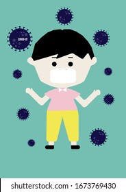 Concept of ​​wearing face mask for prevent covid-19 or corona virus. And stop the spread of the virus to other people.