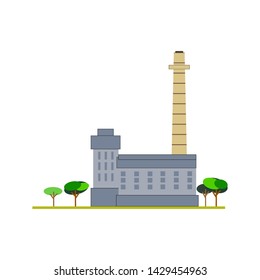 Concept Factory building icon vector in the flat style. Industrial factory concept isolated on white background 
