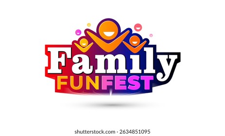 Concept for Family Day event, fun, activity and festival celebration poster banner. Happy cheerful modern family with 3d logotype design.