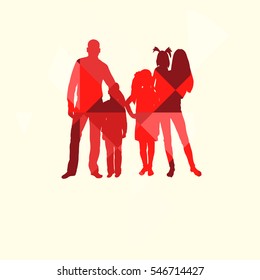 the concept of family, silhouettes family , mosaic