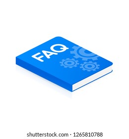 Concept FAQ book for web page, banner, social media. Vector stock illustration