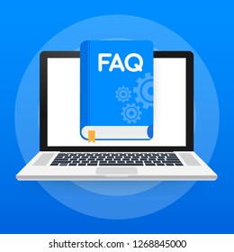 Concept FAQ book for web page, banner, social media. Vector stock illustration