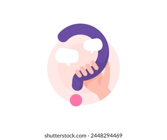 concept of FAQ or frequently asked questions. question and answer forum. user or customer support or assistance service center. illustration of a hand holding a question mark. concept design. graphic 