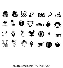 concepto de cultivo conjunto de iconos ilustración vectorial plana