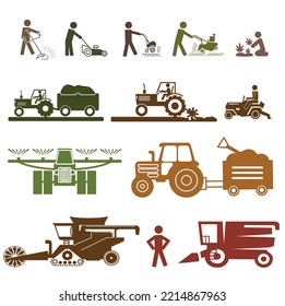 concept of farming set of icons flat vector illustration