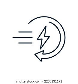 El concepto de tecnología de carga rápida, estación de recarga de vehículos eléctricos. Icono del vector aislado en fondo blanco.