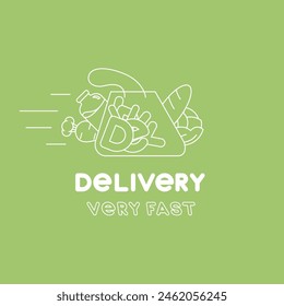 The concept of the fast delivery logo, a product package drawn with an outline