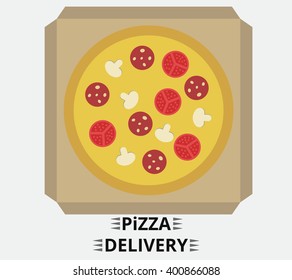 Concept of the fast pizza delivery service. Flat vector illustration.