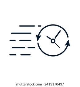 The concept of fast service and reaction. vector linear icon isolated on white background.