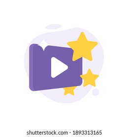 a concept of favorite shows or channels, the best and most popular videos. illustration of video symbols and stars. flat style. vector design elements and icon