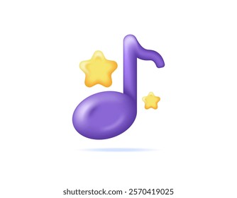 concept of favorite song, popular song. premium music. illustration of a note or music symbol with stars. icon or symbol. minimalist 3d style design. element