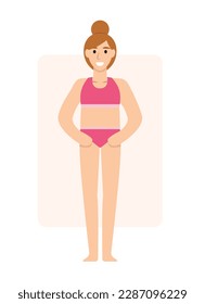 Concept Female body rectangle types women. The illustration features a cartoon-style female character in a flat, vector design. Vector illustration.