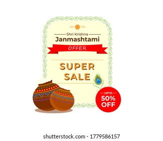 concept of festive background for Indian festival janmashtami with text mean janamashtami, vector illustration ,festive offer banner , flyer, greeting 