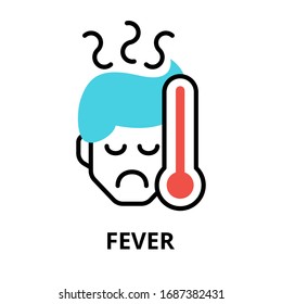 Concepto de icono de Fiebre, diseño moderno de línea plana editable ilustración vectorial, para diseño gráfico y web