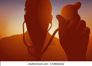 Concept of the fight against the detection of pulmonary and cardiovascular diseases, with a pulmonologist doctor who examines a patient with a stethoscope.