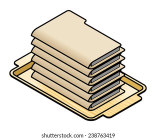 Concept: a file server. A stack of files on a serving tray. 