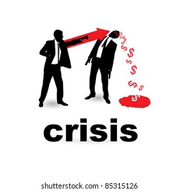 The concept of the financial crisis. Duel of two businessmen.
