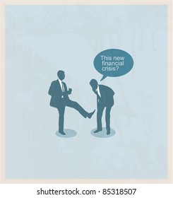 The concept of the financial crisis. Duel of two businessmen.