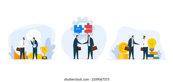 Concept financial investments in creative projects and into innovation. Creative solution. Set of vector illustrations.