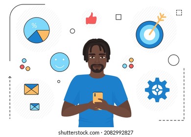 concept of financial monitoring, business applications in phone. Monitoring of monetary indicators and statistics , flat vector isolated